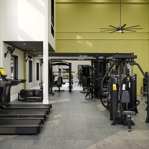 a gym with exercise equipment