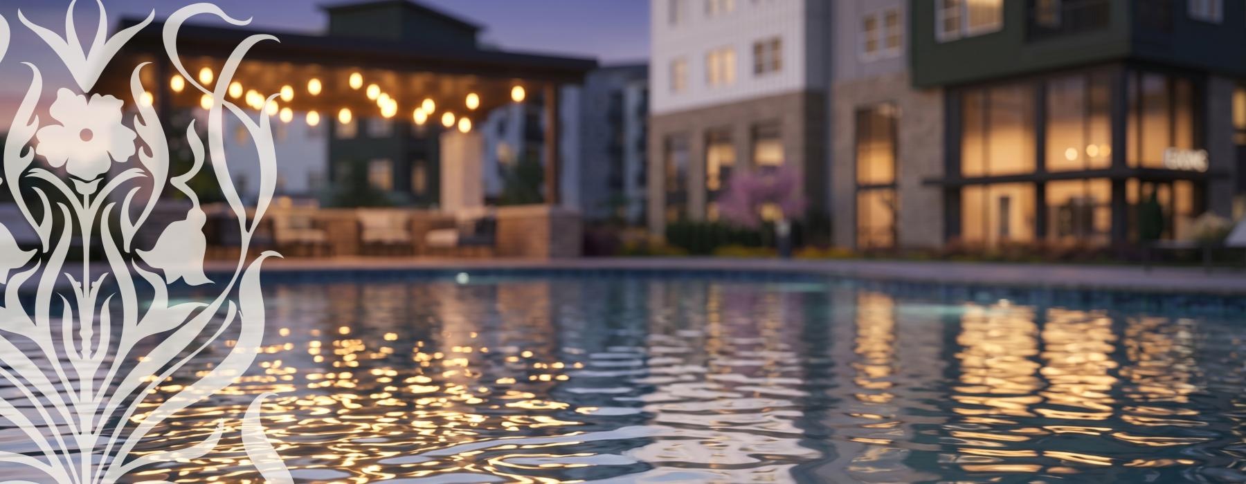 a pool in a courtyard